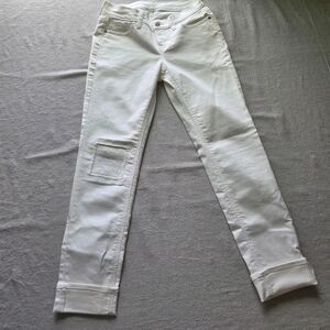 Old Navy Jeans Womens Size 0 White Boyfriend Straight Cropped Mid Rise Stretch